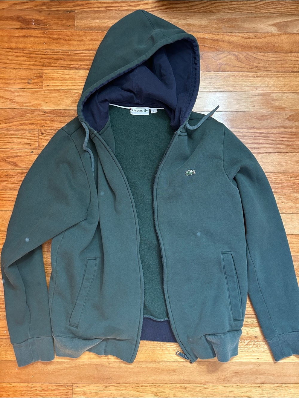 Lacoste Green Zip Hoodie with Crocodile Logo